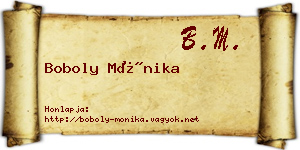 Boboly Mónika névjegykártya